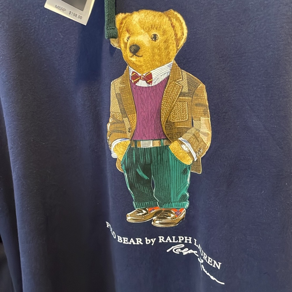 POLO Designer Luxury Ralph Lauren Bear Fleece Hoodie, NWT - Picture 3 of 13